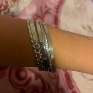 Stackable Silver-Tone Women's Bracelet Set